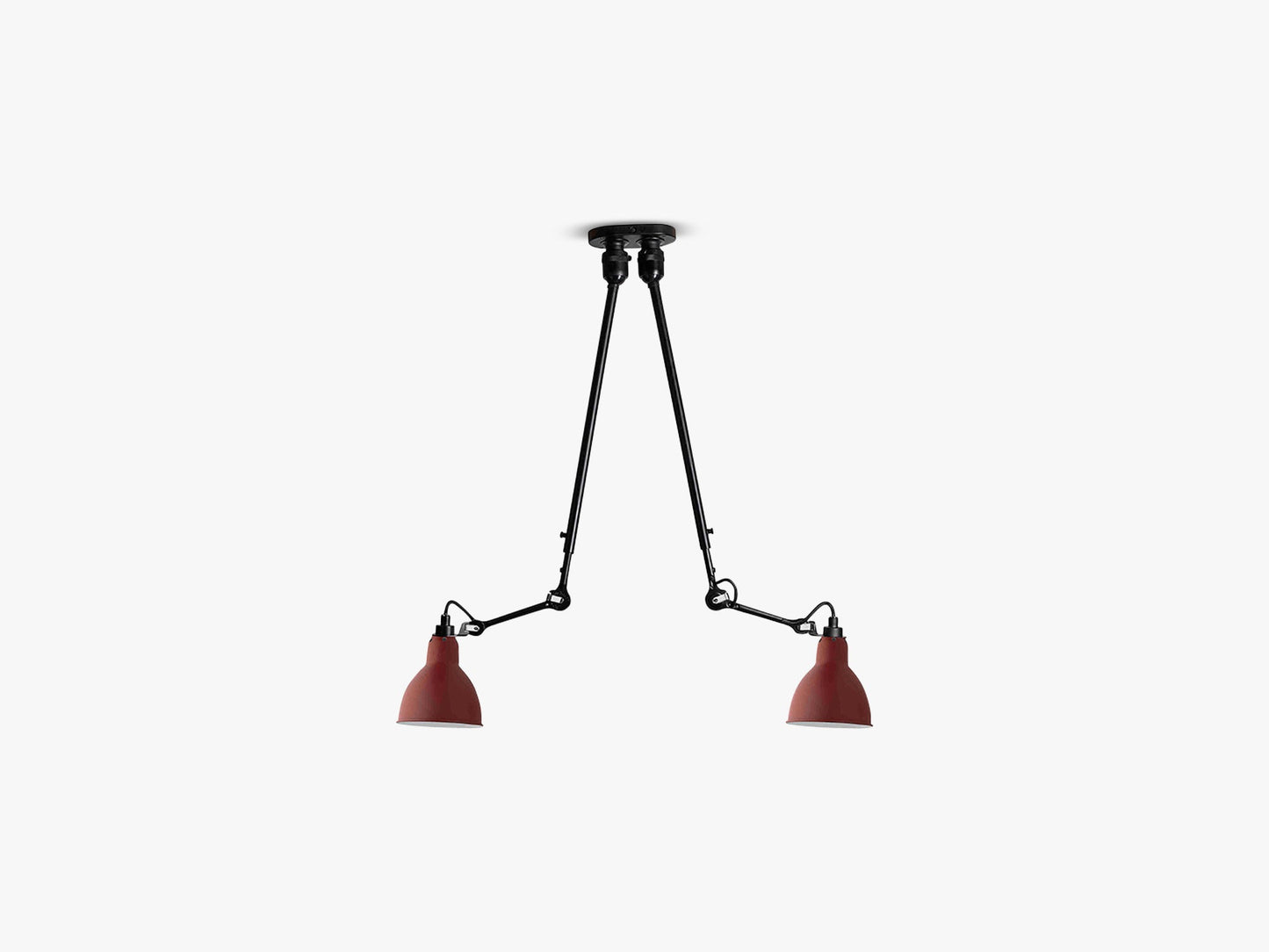 Lampe Gras N302 Double, Mat Sort/Mat Rød