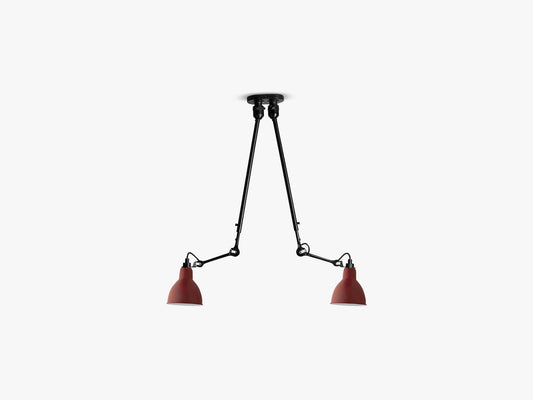 Lampe Gras N302 Double, Mat Sort/Mat Rød