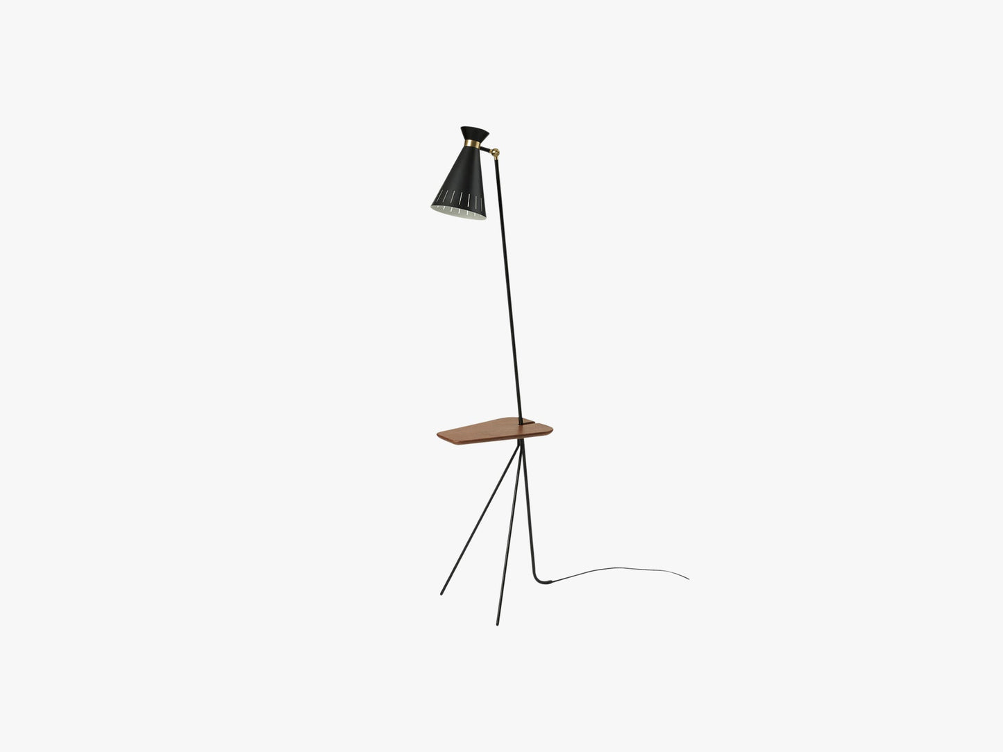 Cone floor lamp with table, Black noir