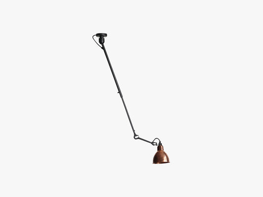 Lampe Gras N302 Single, Mat Sort/Rå Kobber/Hvid