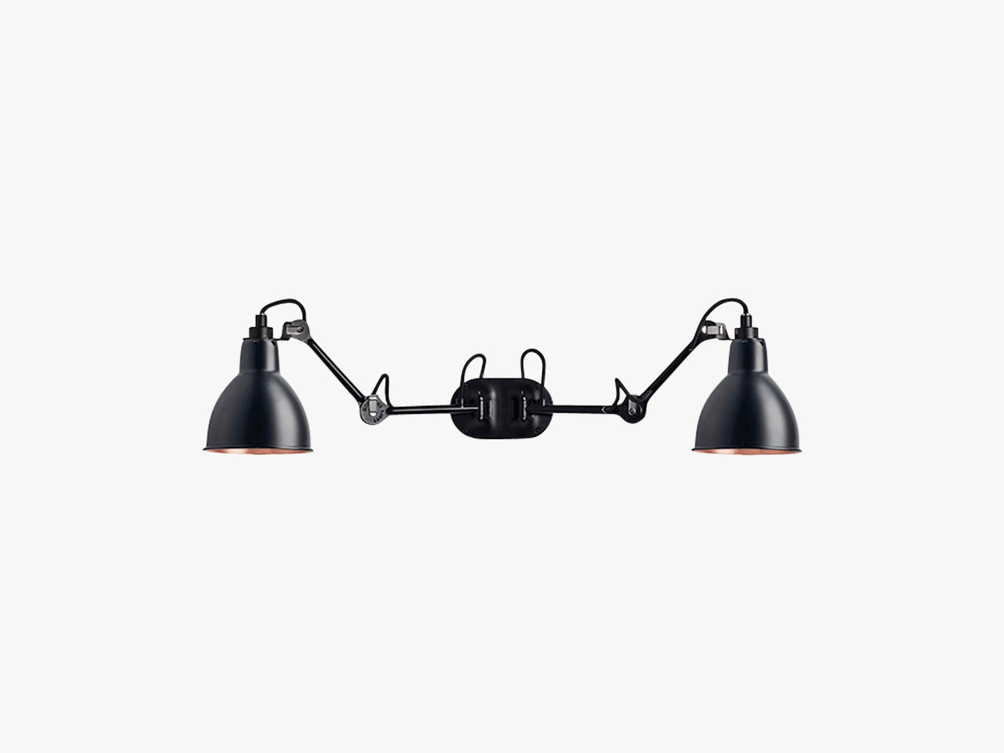 Lampe Gras N204 Double, Mat Sort/Mat Sort/Kobber