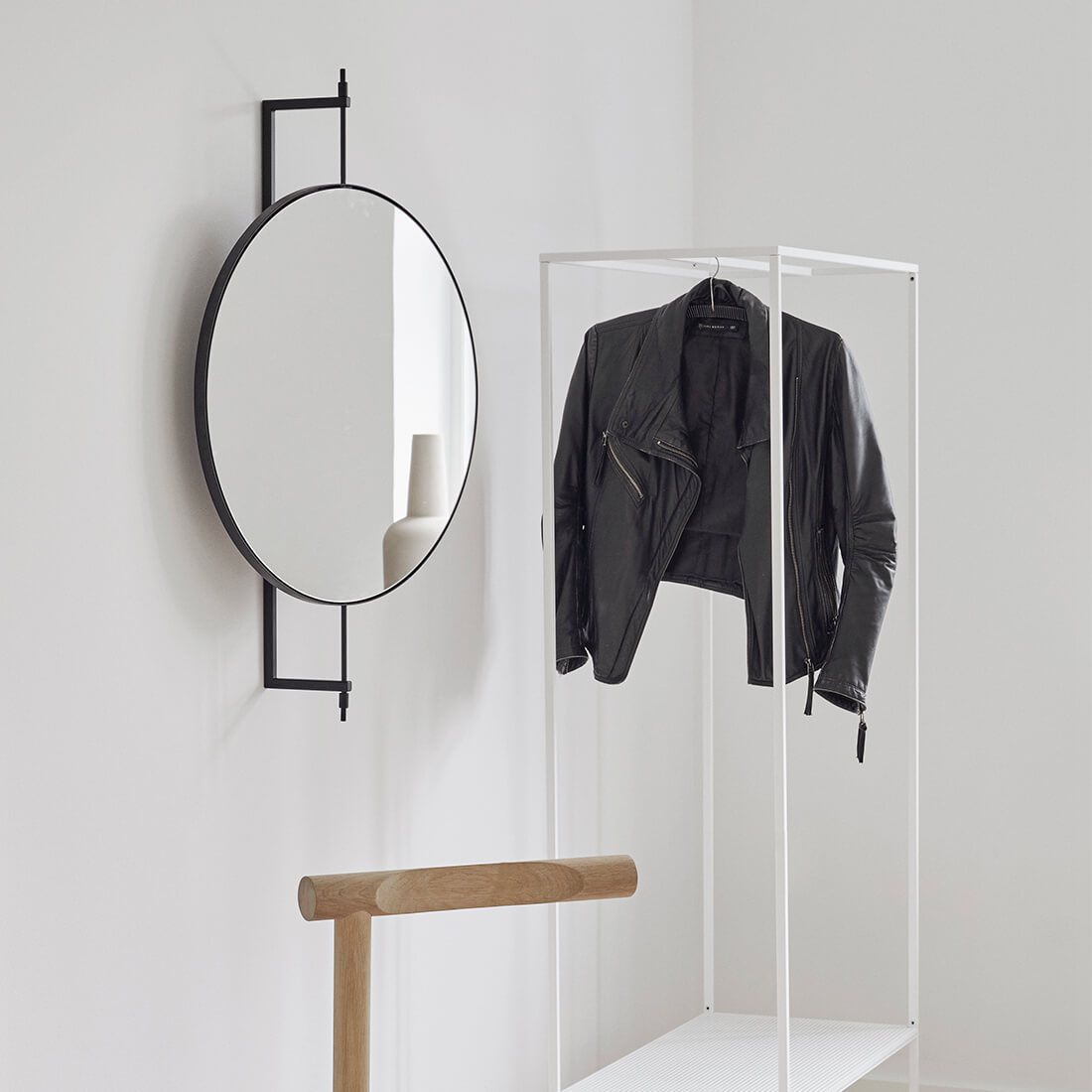 Rotating Mirror, Black Steel