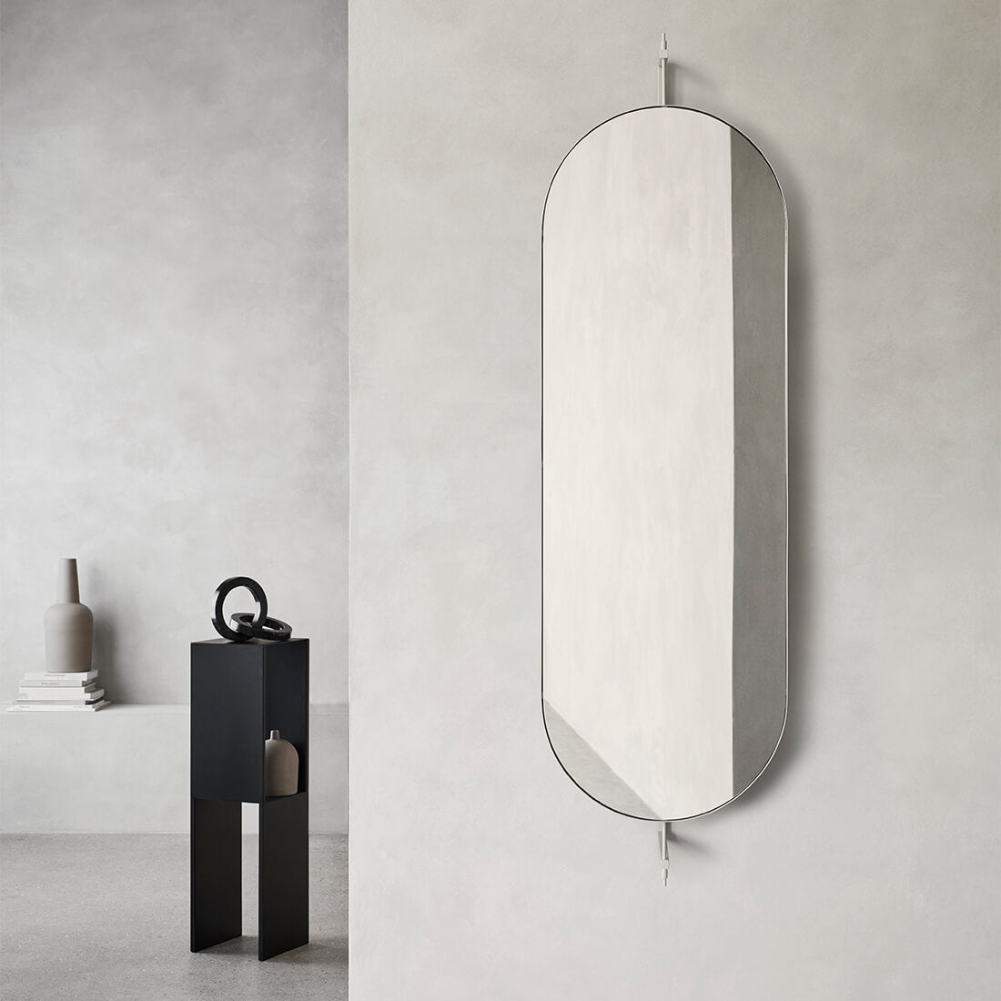 Rotating Mirror - Full Size, Black Steel