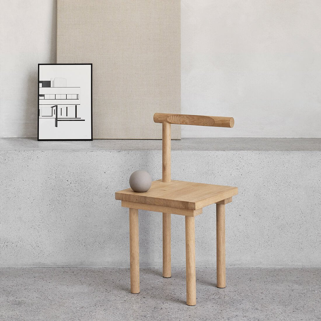 Sculptural Chair, Solid Oak