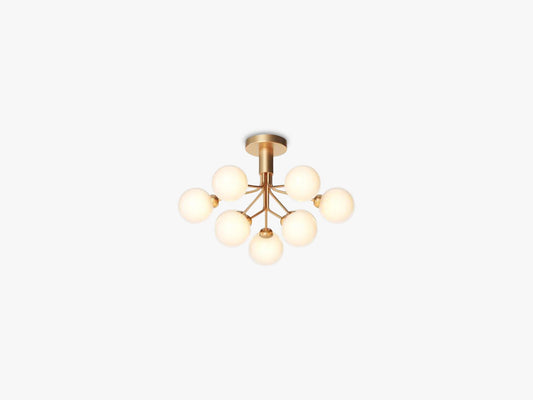 Apiales 9 Ceiling, Brushed brass/opal white