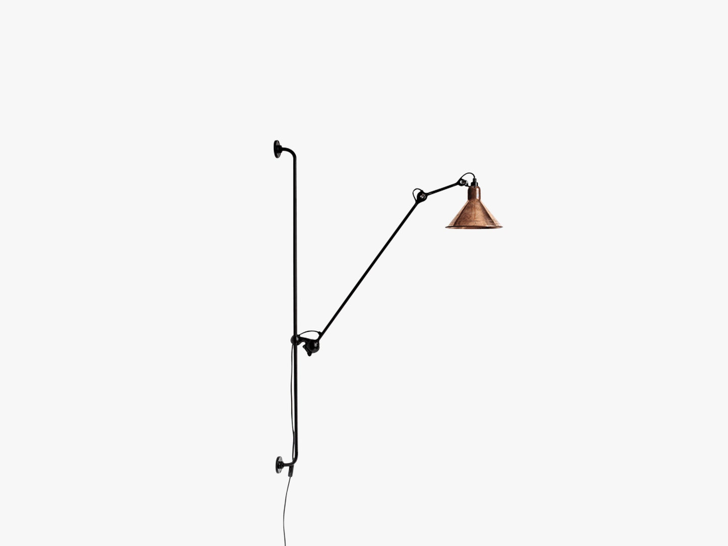 Lampe Gras N214 M Ledning, Mat Sort/Rå Kobber