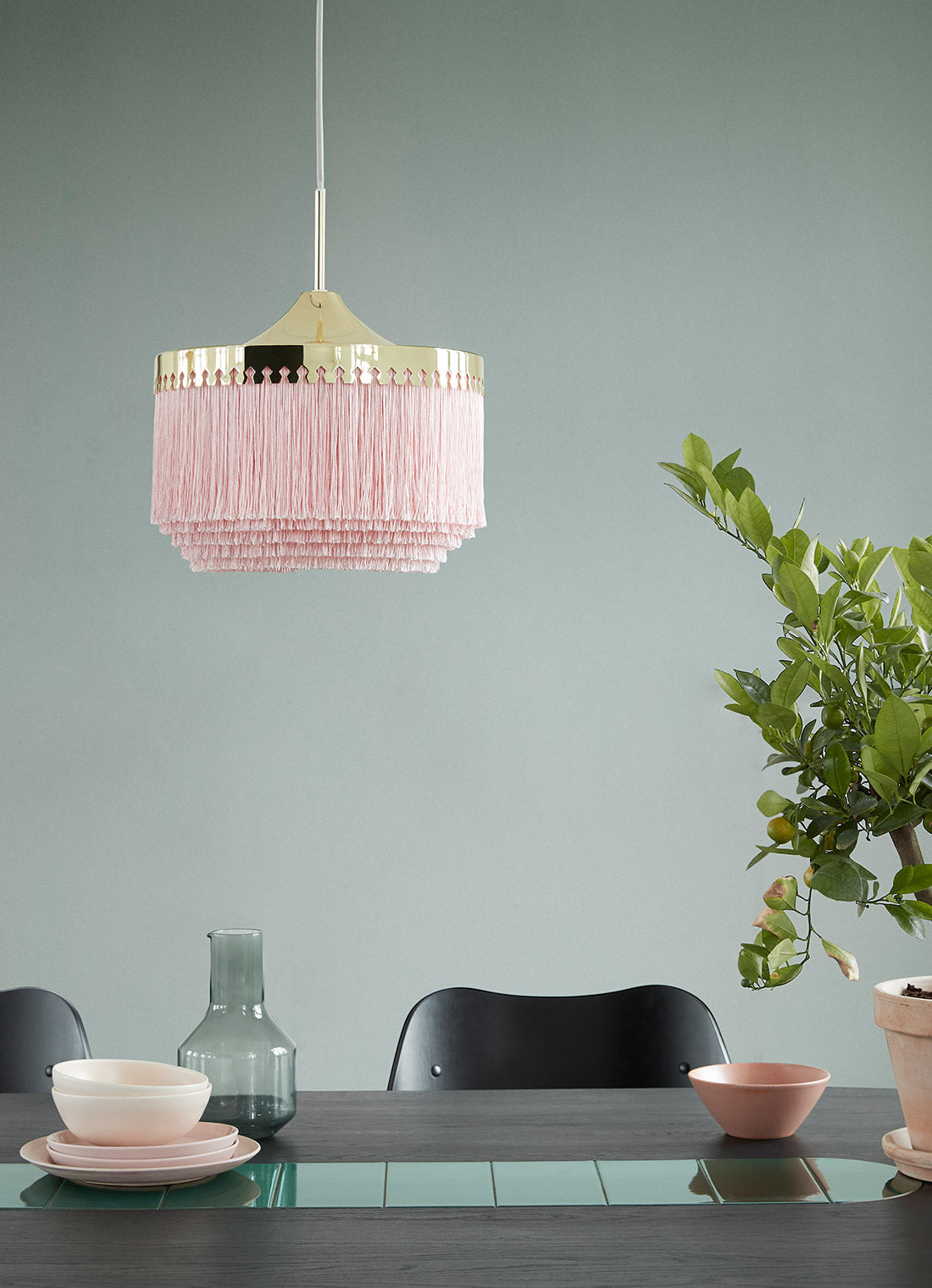 Fringe Pendant Ø30, Pale pink