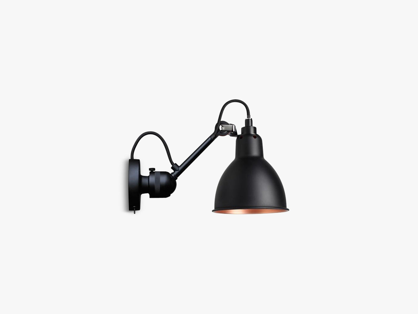 Lampe Gras N304 U Ledning M Tænd/Sluk, Mat Sort/Mat Sort/Kobber