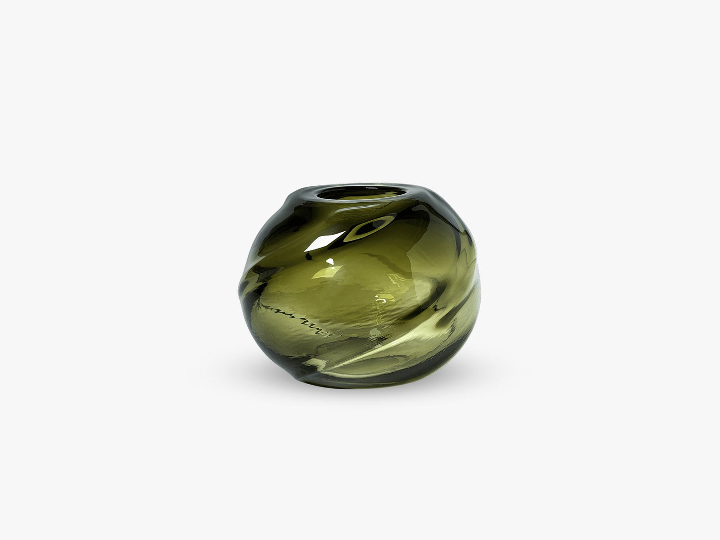 Water Swirl Vase - Round, Moss Green