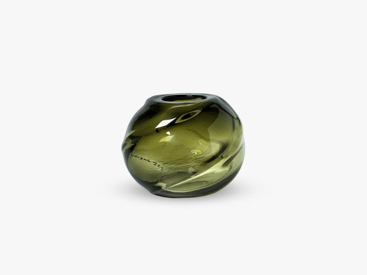 Water Swirl Vase - Round, Moss Green