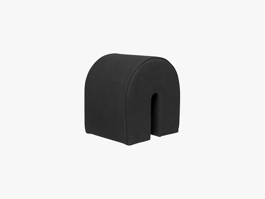 Curved Pouf, Black Leather