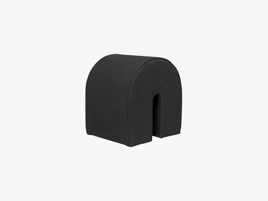 Curved Pouf, Black Leather