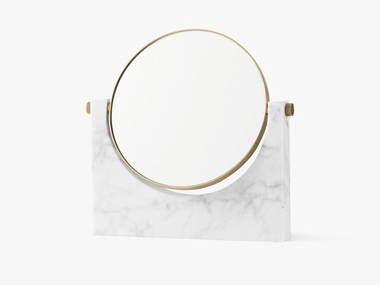 Pepe Marble Mirror, Brass/White