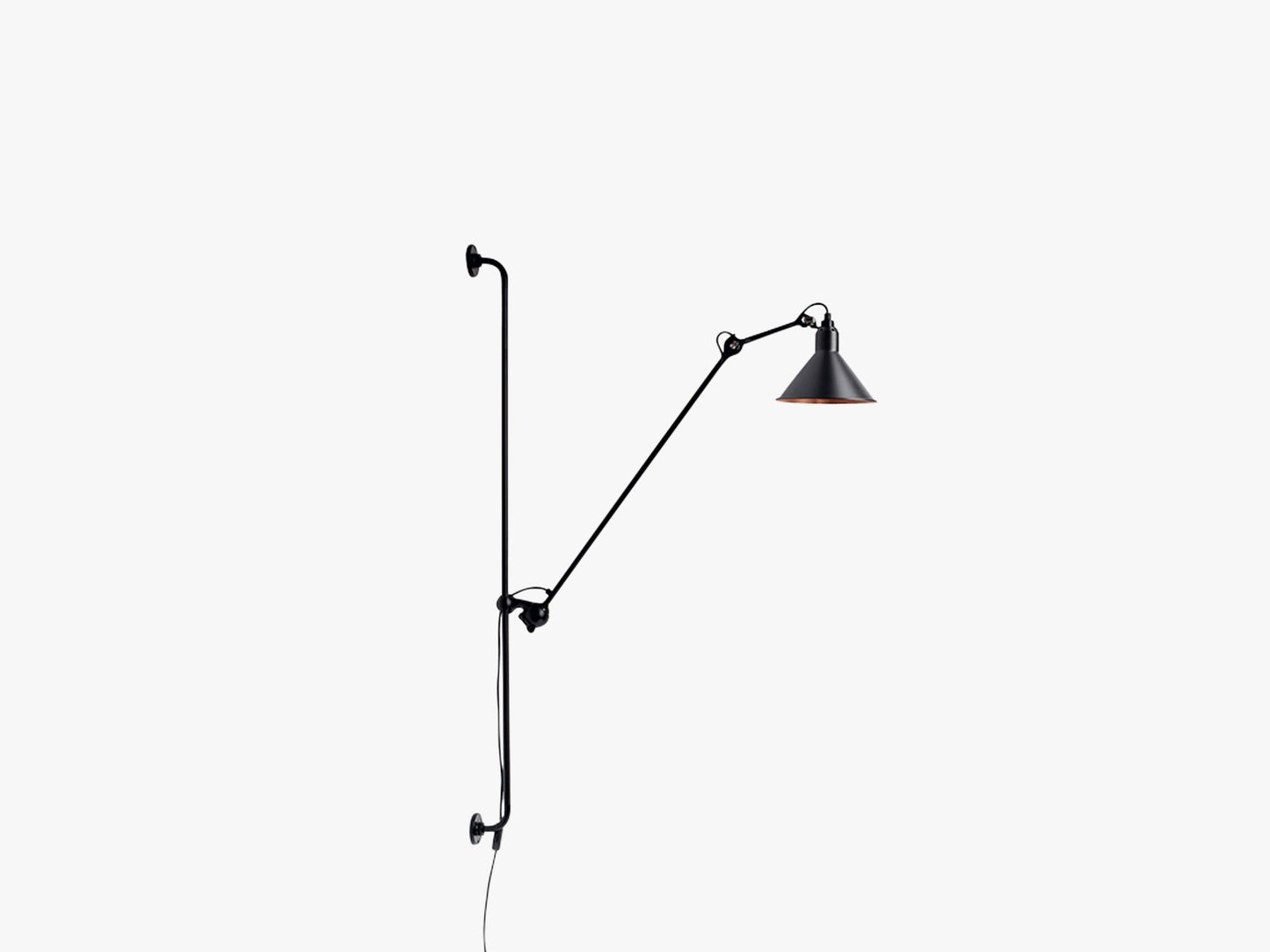 Lampe Gras N214 M Ledning, Mat Sort/Mat Sort/Kobber