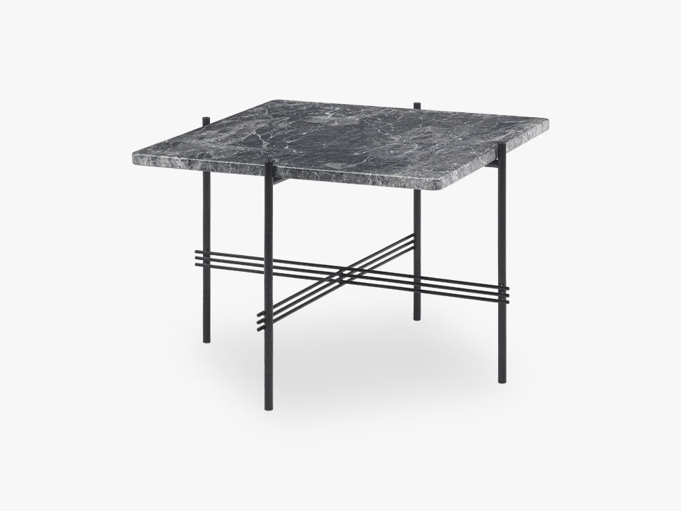 TS Coffee Table  Square black base, Marble Grey top 55cm