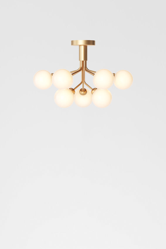 Apiales 9 Ceiling, Brushed brass/opal white