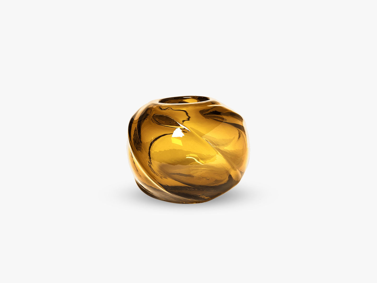 Water Swirl Vase - Round, Amber