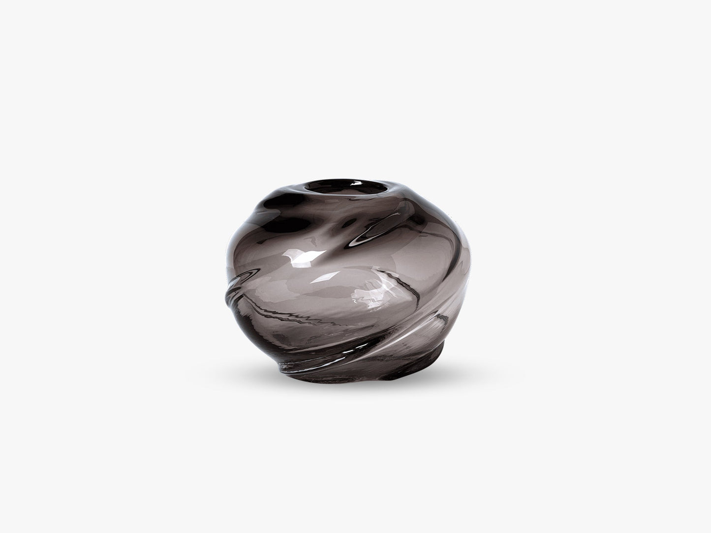 Water Swirl Vase - Round, Smoked Grey