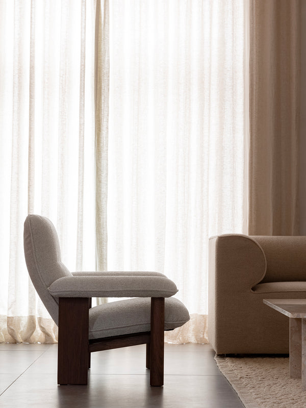 Brasilia Lounge Chair, Walnut/0011 White/Moss Sahco