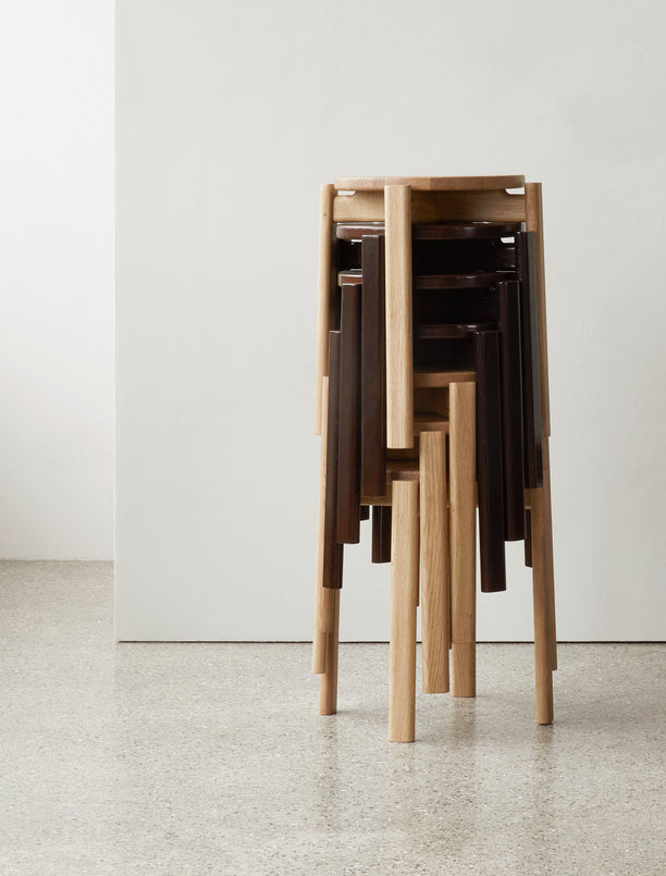 Passage Stool, Dark Lacquered Oak