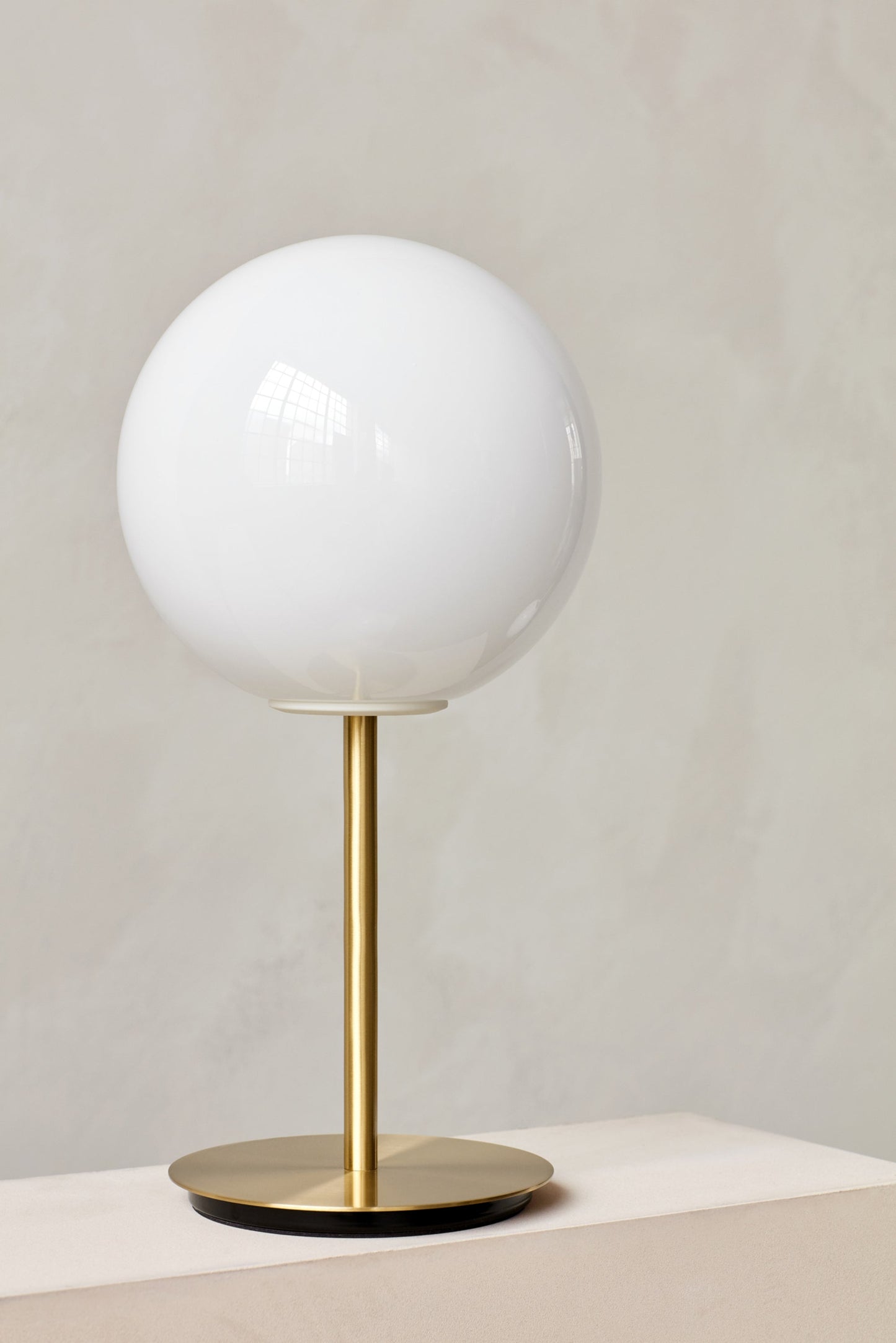 TR Bulb Table Lamp, Brushed Brass w Shiny Opal Bulb