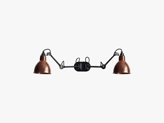 Lampe Gras N204 Double, Mat Sort/Rå Kobber