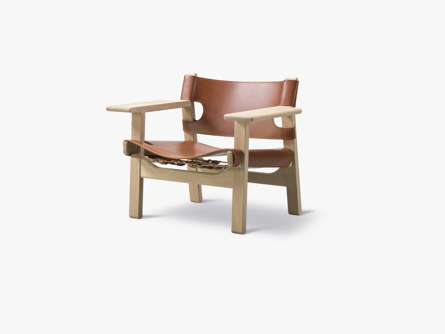 The Spanish Chair, Cognac Leather, Solid oak frame, Oak soap