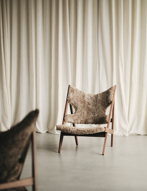 Knitting Lounge Chair, Walnut Base/Sheepskin Sahara