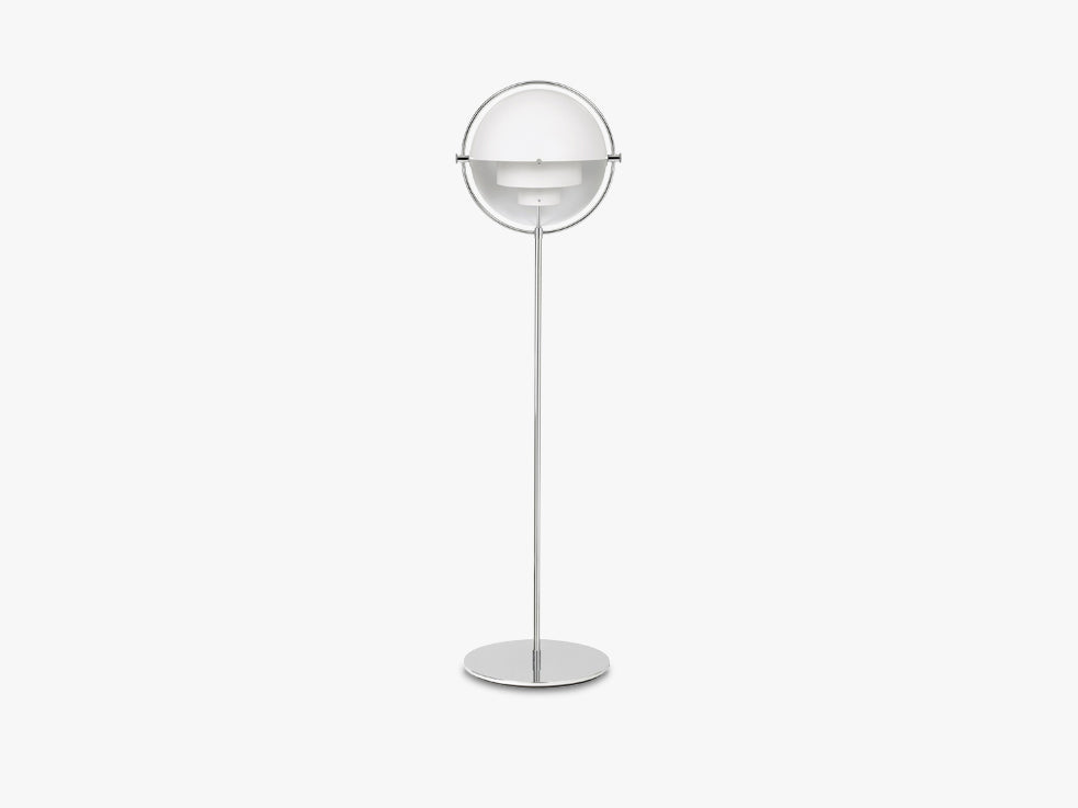 Multi-Lite Floor Lamp - Chrome Base, White shade