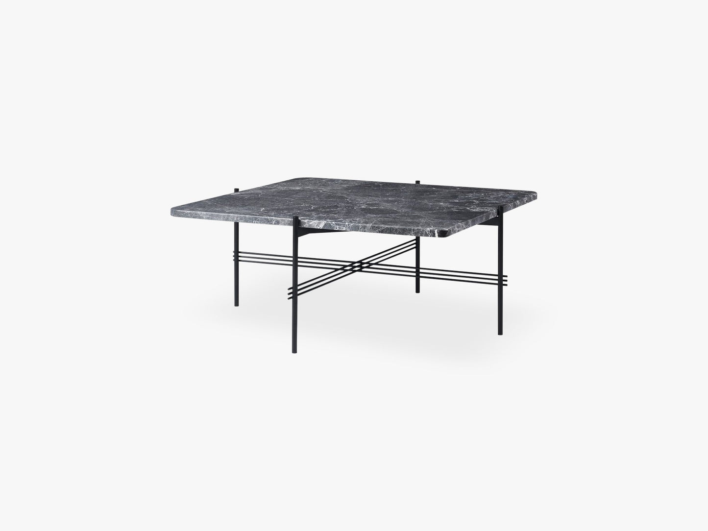 TS Coffee Table  Square black base, Marble Grey top 80cm