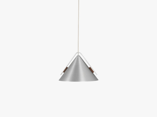 Cone Pendant Lamp - Small, Brushed Aluminum/Walnut