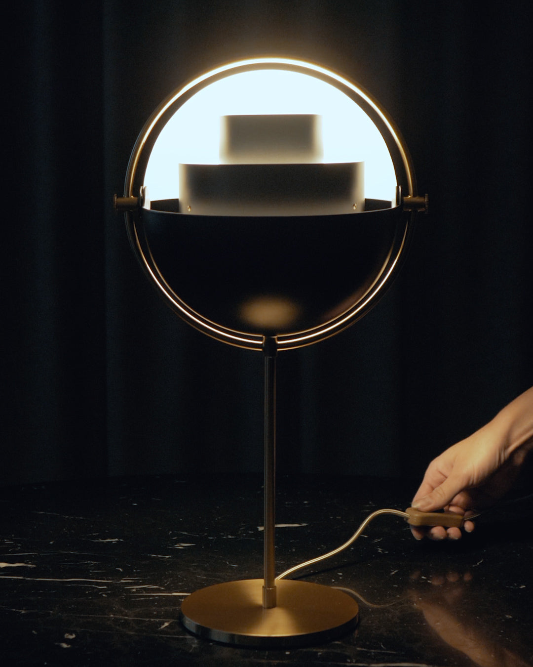 Multi-Lite Table Lamp, Brass/Black Semi Matt