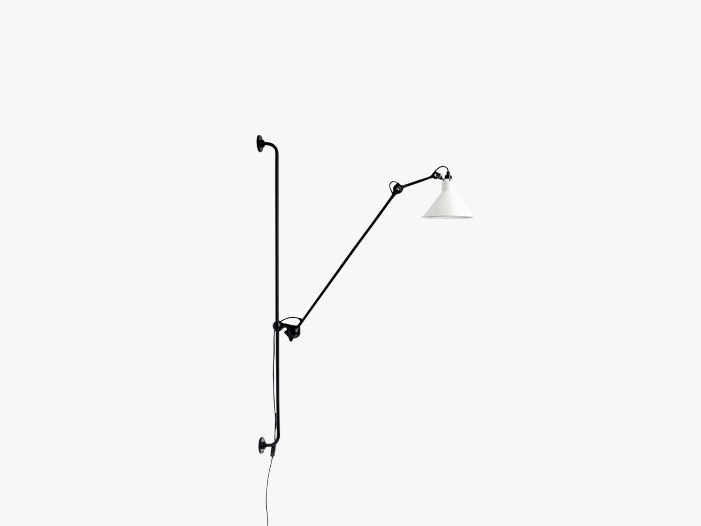Lampe Gras N214 M Ledning, Mat Sort/Mat Hvid