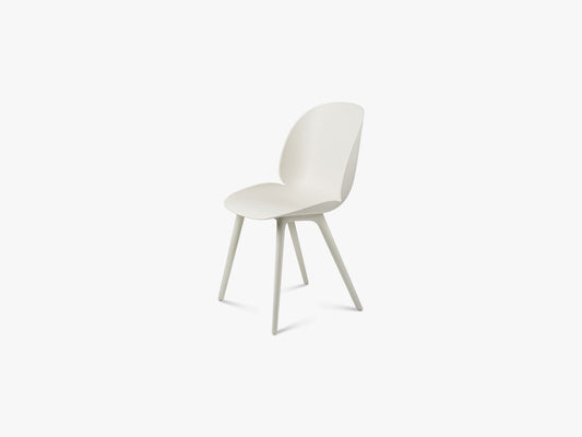 Beetle Dining Chair Un-Upholstered Plastic base, White/White