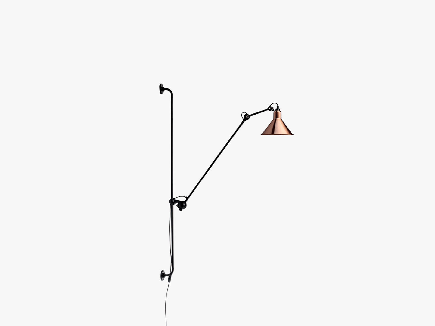 Lampe Gras N214 M Ledning, Mat Sort/Kobber
