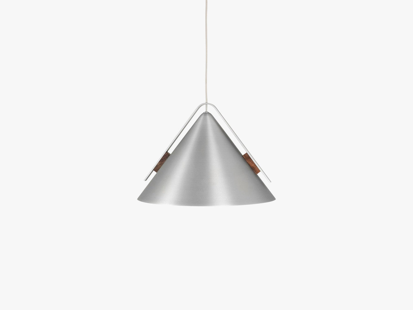 Cone Pendant Lamp - Large, Brushed Aluminum/Walnut