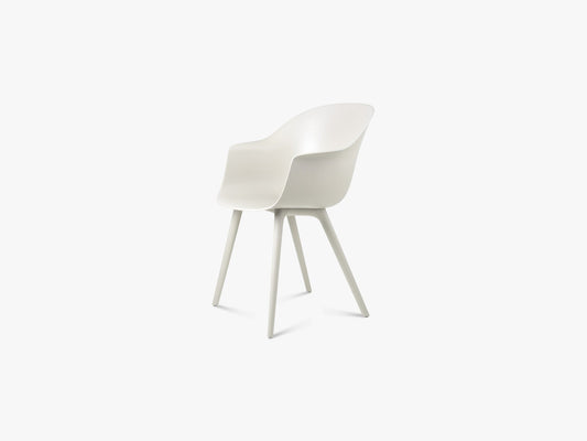 Bat Dining Chair Un-Upholstered Plastic base Outdoor, White/White